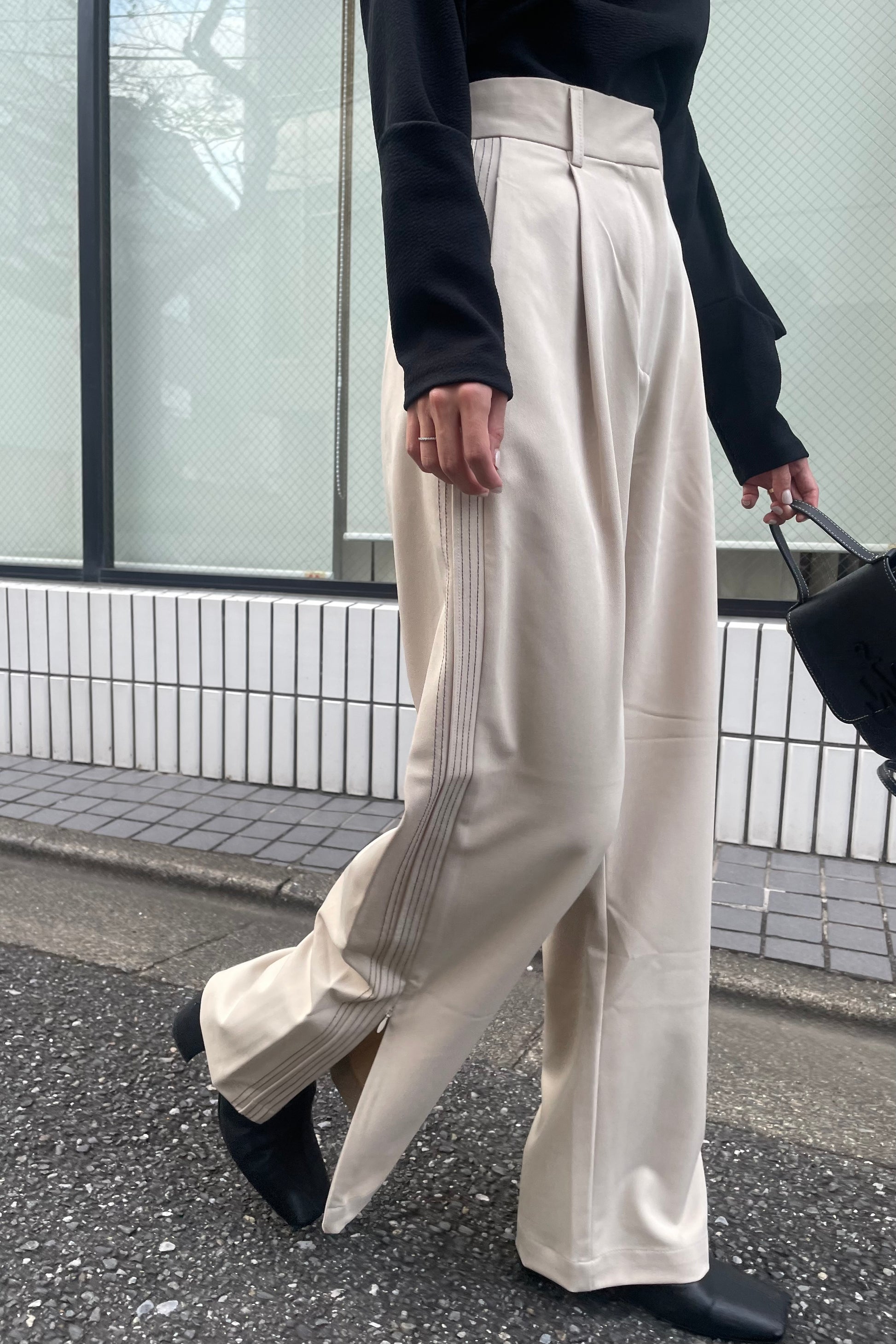 免税店 Alia high waist belt pants beige ベージュ | www.alport.it