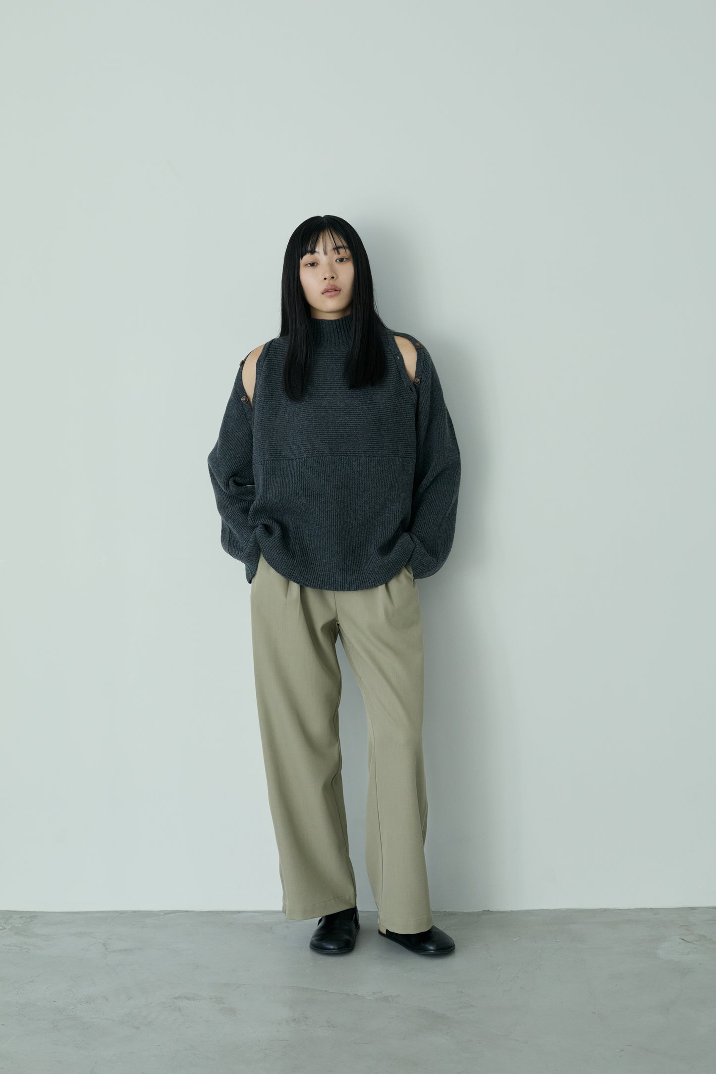 <re stock> 2way shoulder knit tops</re>