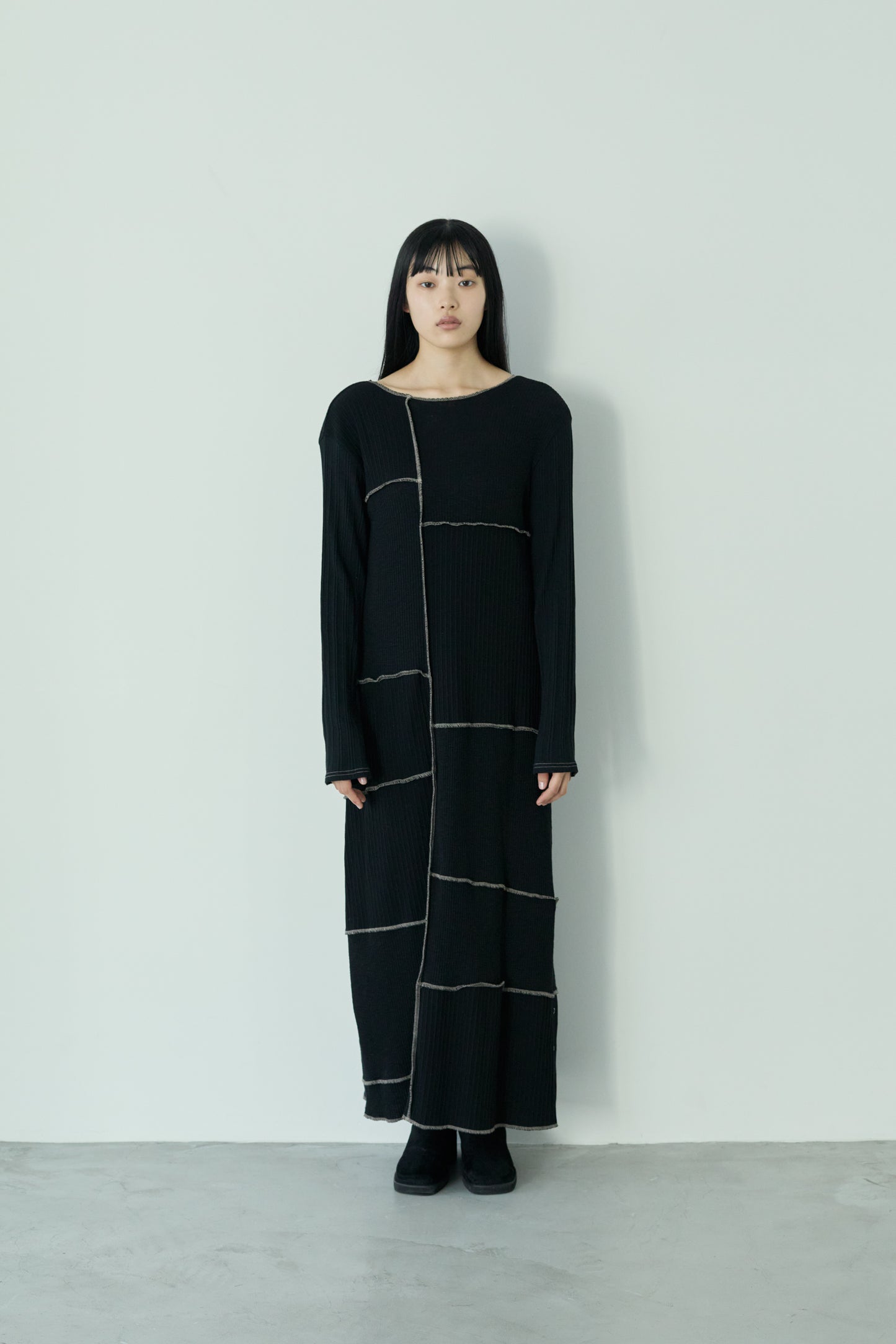 <re stock> patchwork slit dress</re>