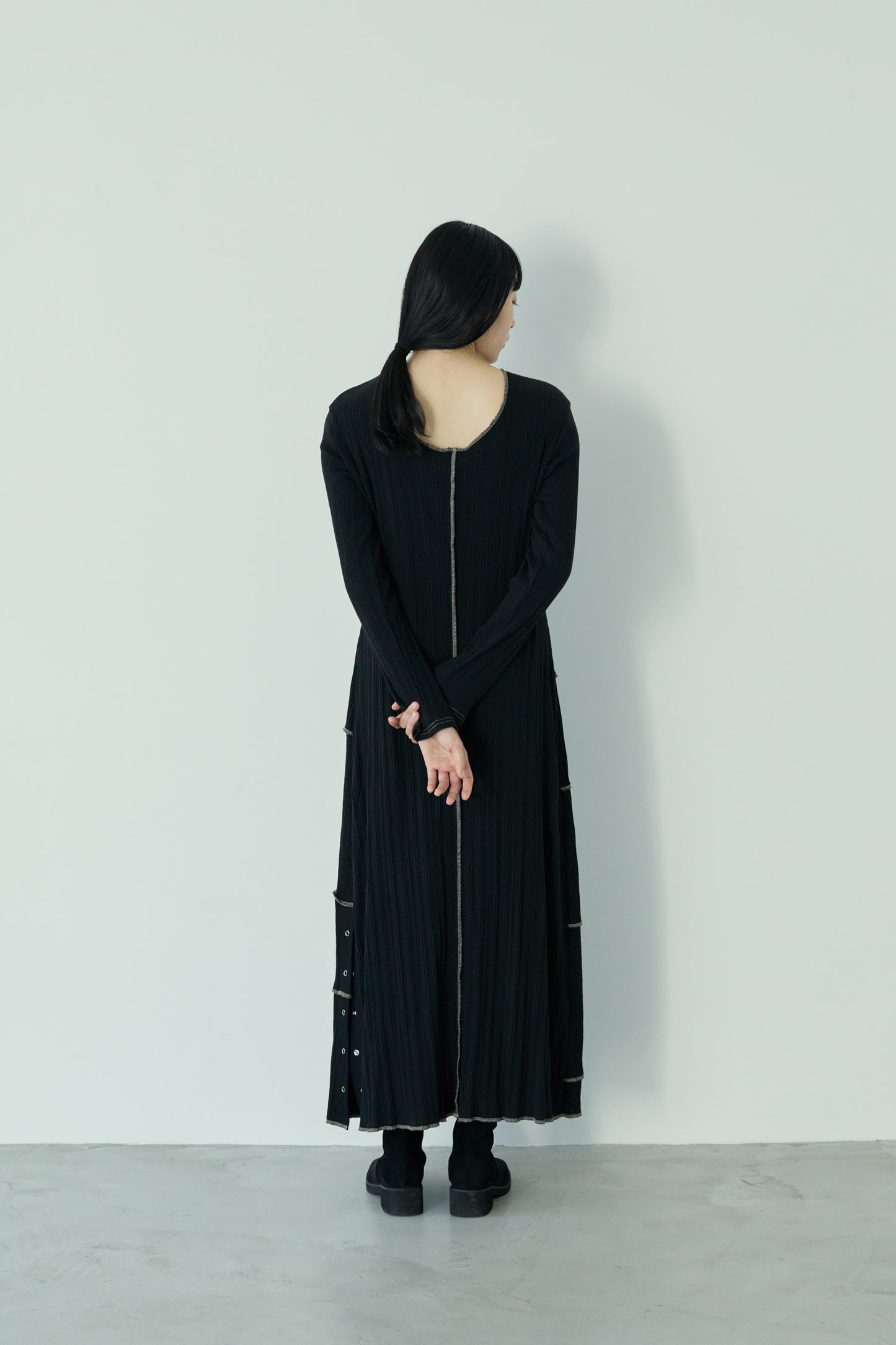 <re stock> patchwork slit dress</re>