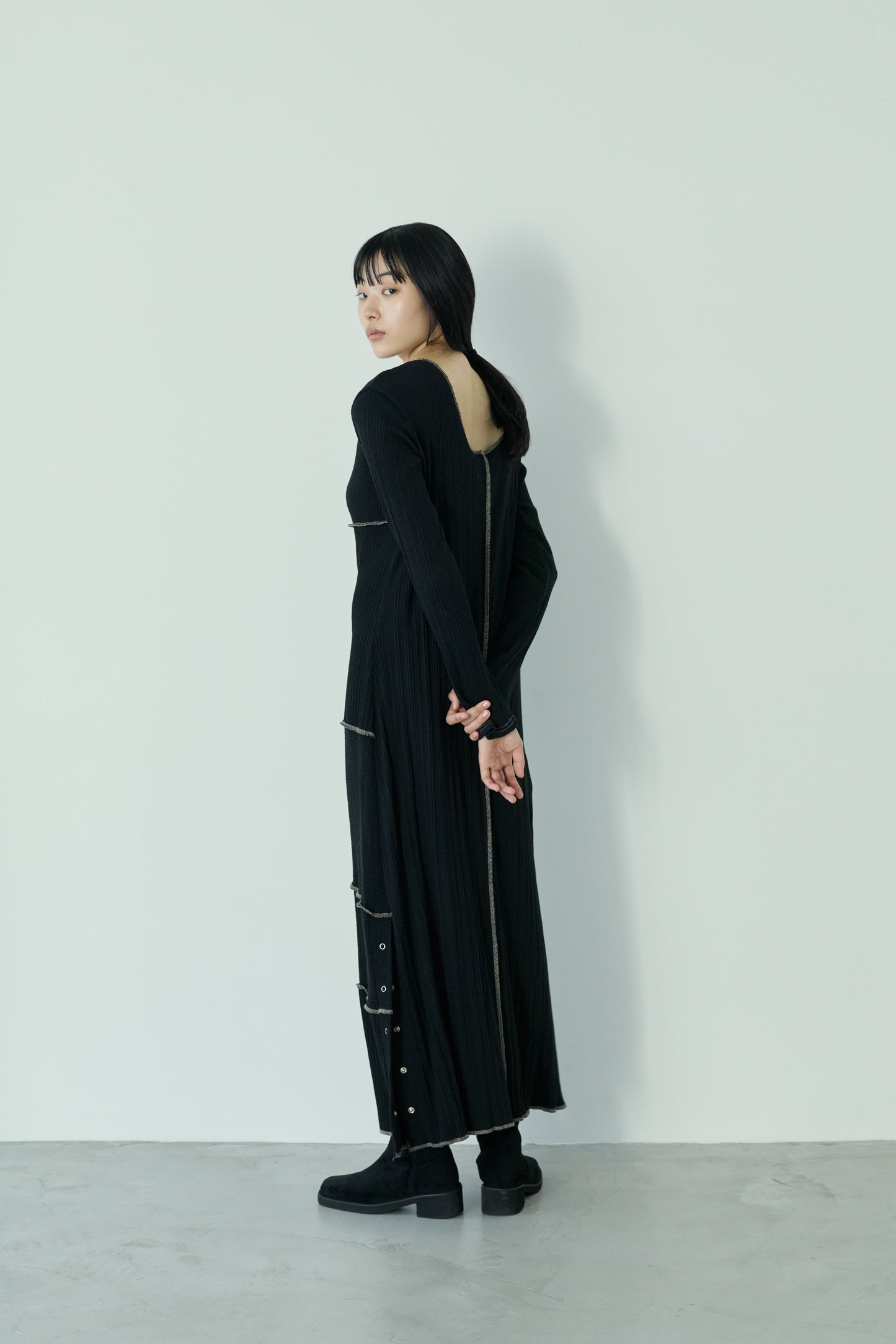 <re stock> patchwork slit dress</re>