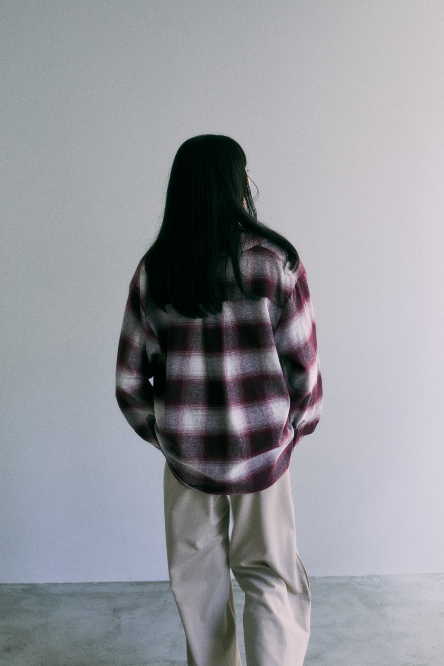 <Re stock>  check ribon open shirt